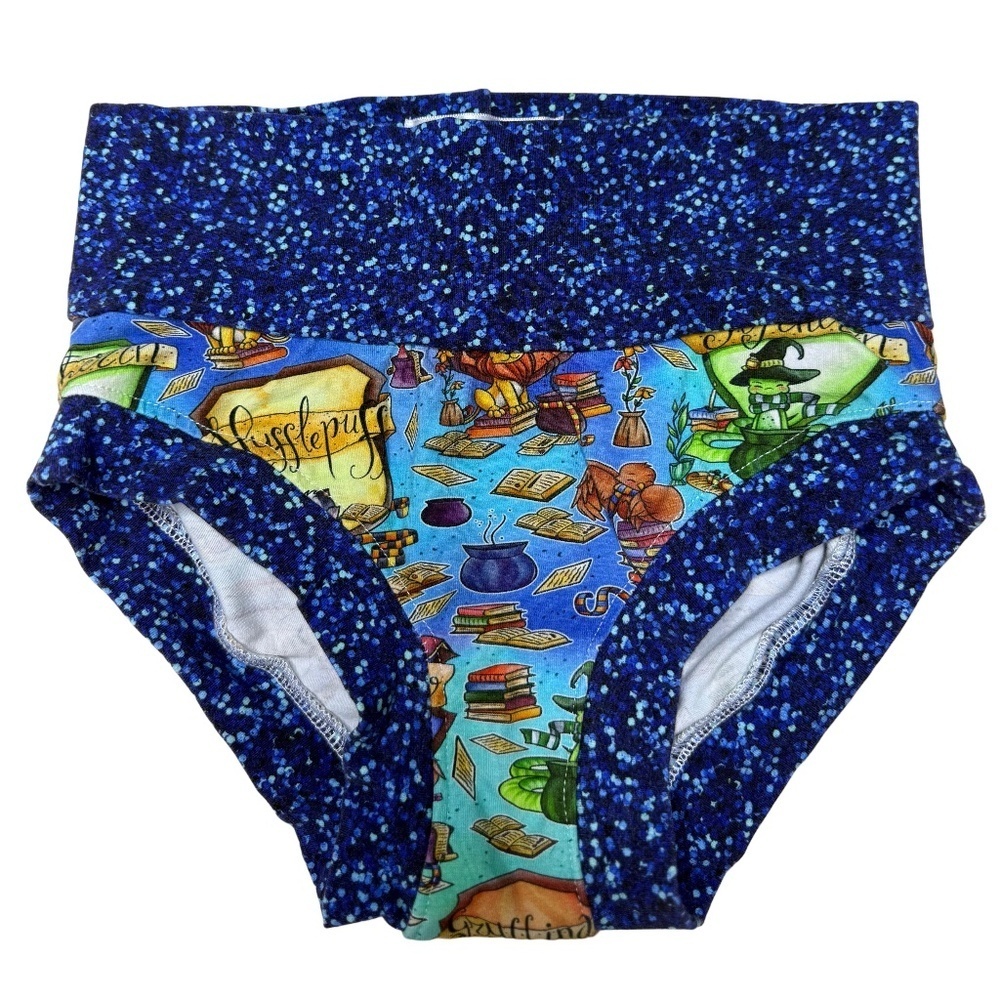 Handmade Harry Potter Hogwarts Houses High-Waist Briefs | Blue Wizard Undie – XS